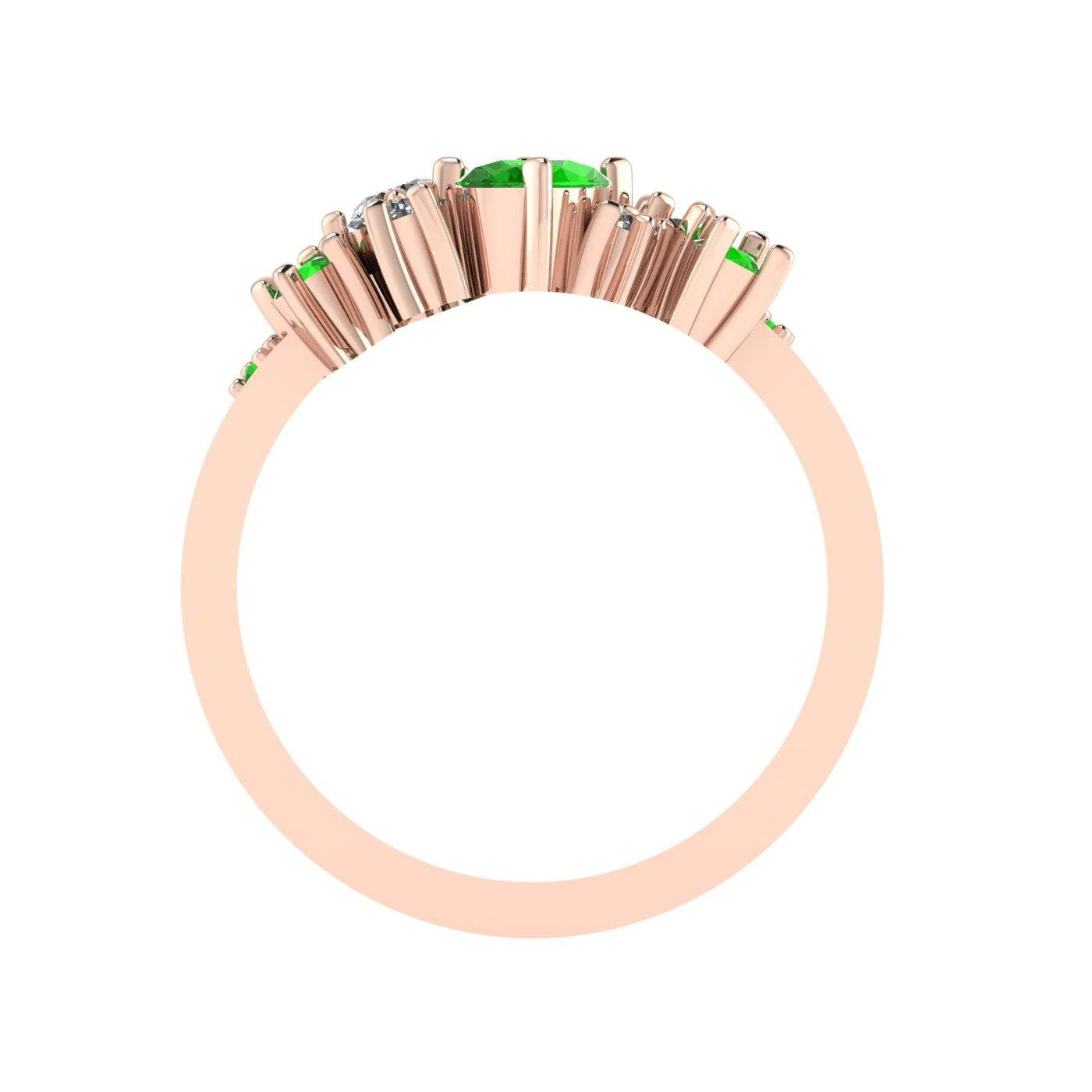 Crystallised Tsavorite & Diamond  Rose Gold Ring