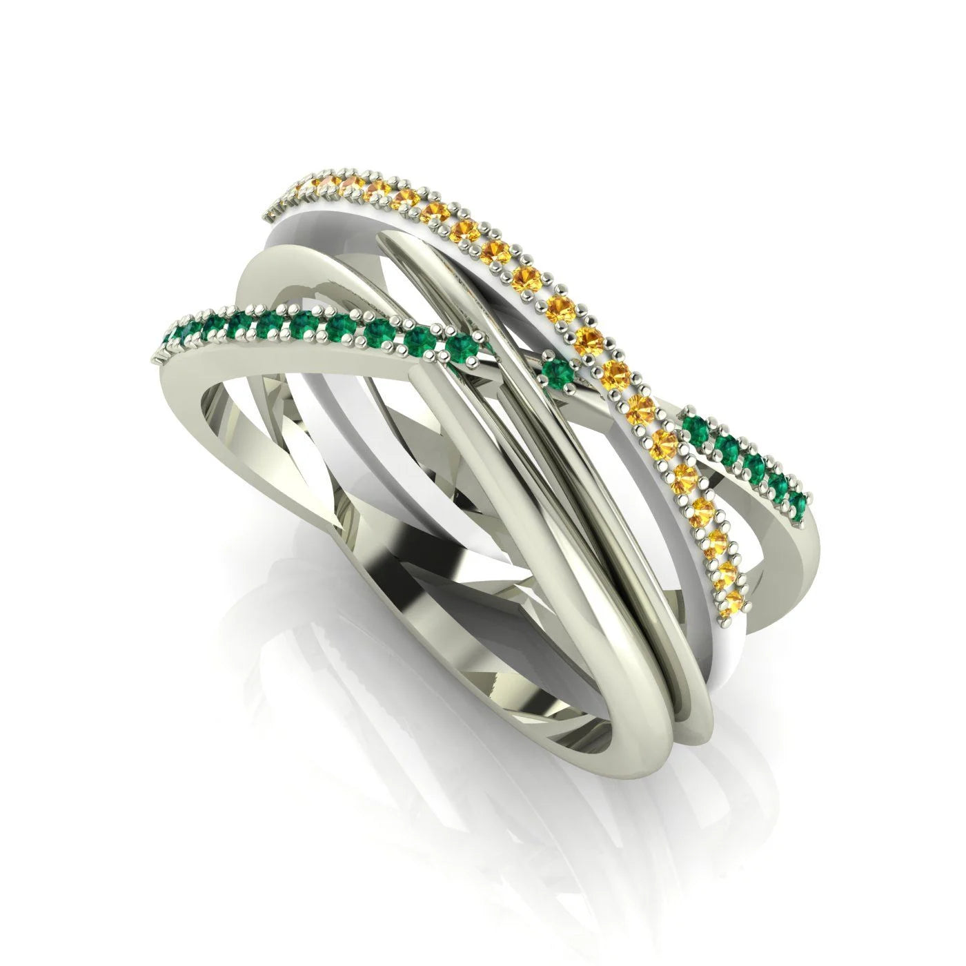 Eternal Infinity Emerald & Yellow Sapphire Eternity Ring White Gold Or Platinum
