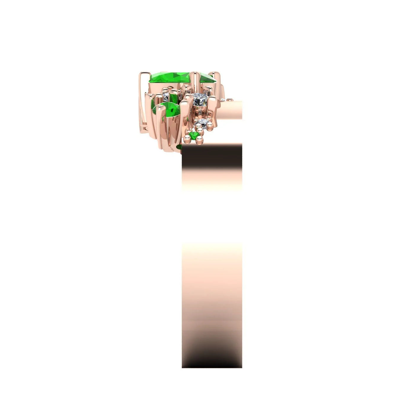 Crystallised Tsavorite & Diamond  Rose Gold Ring