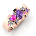 Crystallised  Violet  Sapphire, Pink Sapphire & Diamond Rose Gold Ring