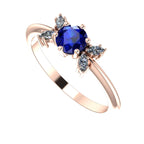 Flutterby: Blue Sapphire & Diamond Ring in Rose Gold