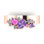 Crystallised  Violet  Sapphire, Pink Sapphire & Diamond Rose Gold Ring