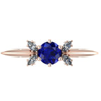 Flutterby: Blue Sapphire & Diamond Ring in Rose Gold
