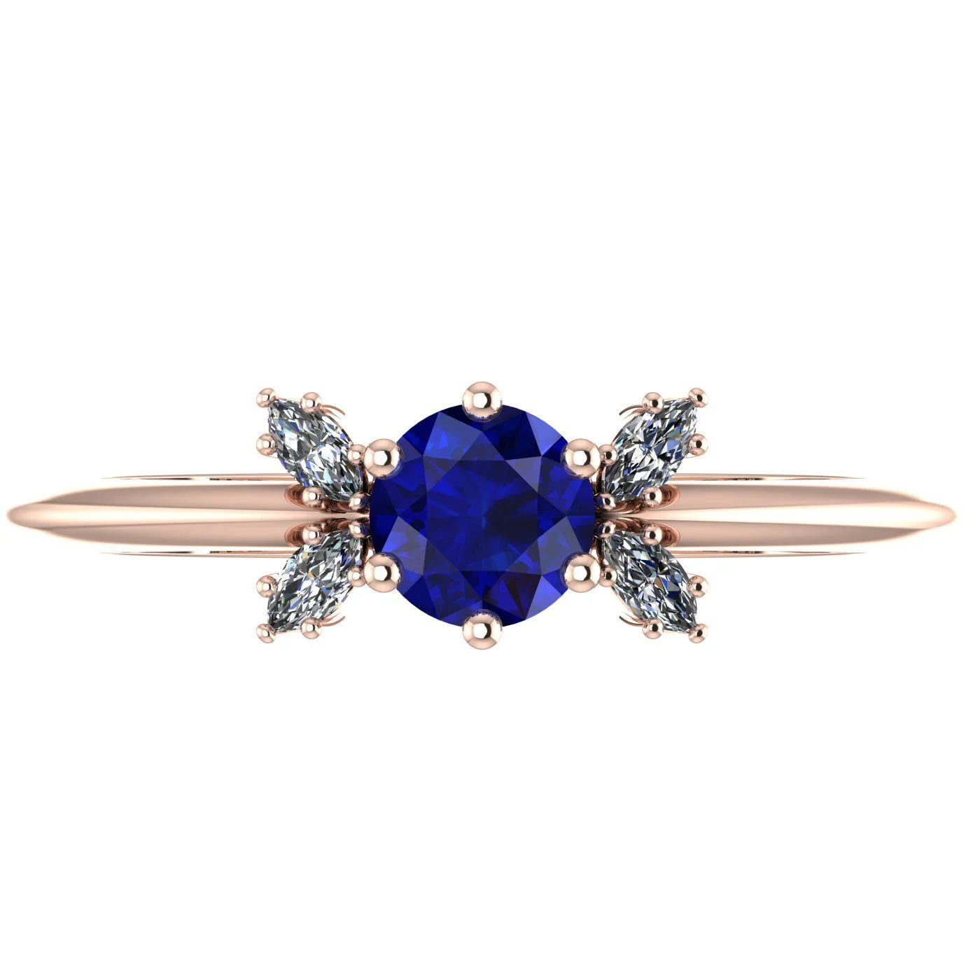 Flutterby: Blue Sapphire & Diamond Ring in Rose Gold
