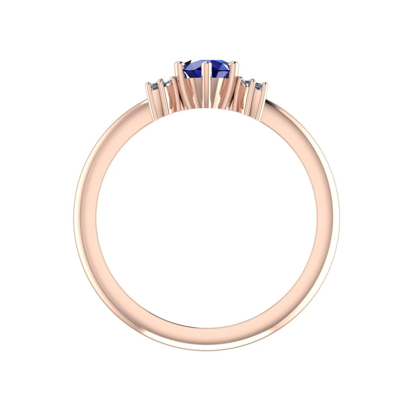 Flutterby: Blue Sapphire & Diamond Ring in Rose Gold