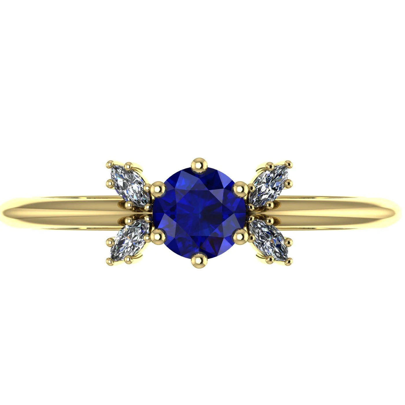 Flutterby: Blue Sapphire & Diamond Ring in Yellow Gold