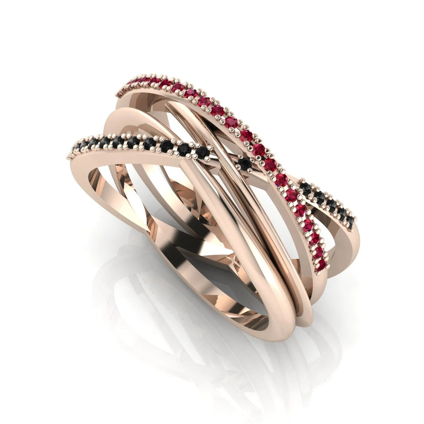 Eternal Infinity Ruby & Black Diamond Rose Gold Eternity Ring