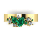Crystallised Emerald & Diamond Yellow Gold Ring