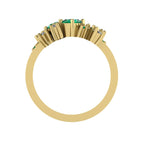 Crystallised Emerald & Diamond Yellow Gold Ring