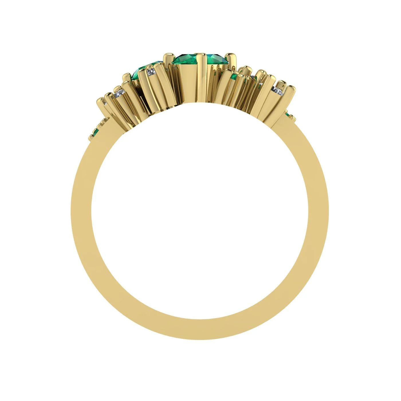 Crystallised Emerald & Diamond Yellow Gold Ring