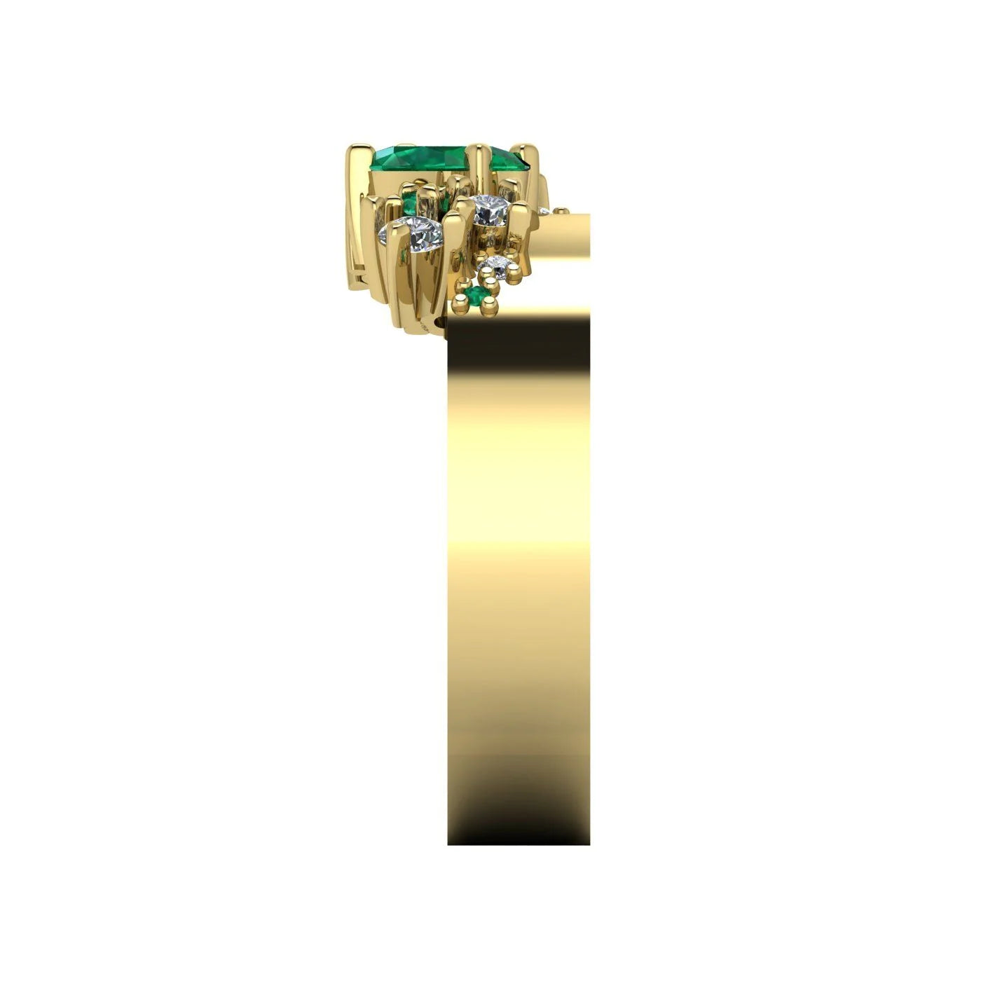 Crystallised Emerald & Diamond Yellow Gold Ring