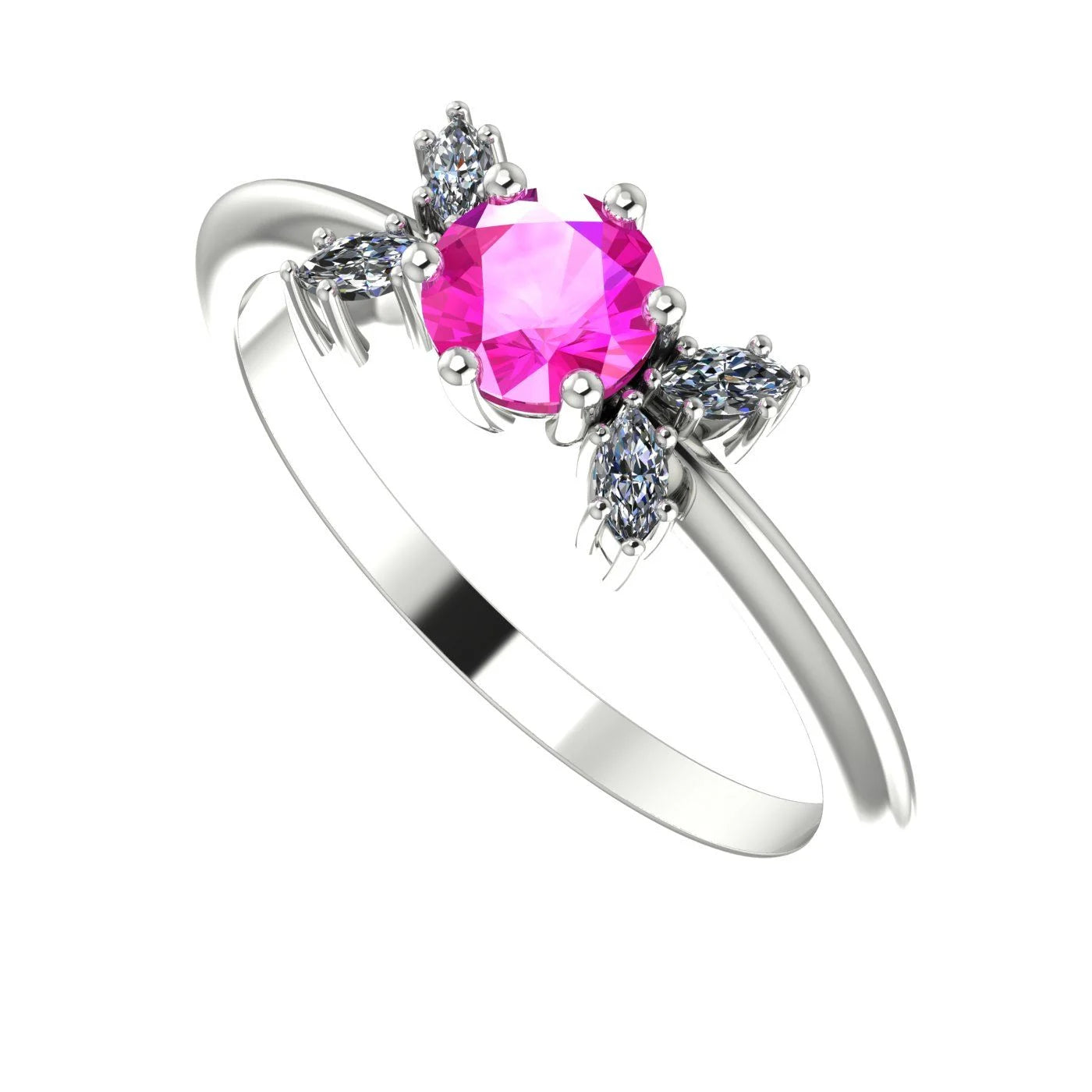 Flutterby: Pink Sapphire & Diamond Ring in White Gold Or Platinum