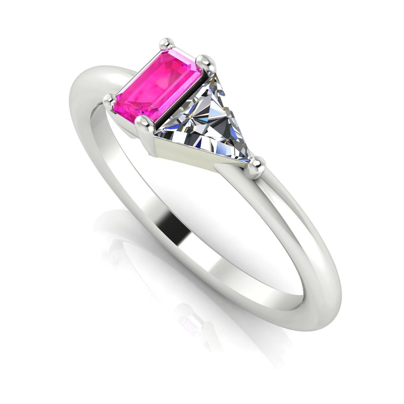 Elektra Toi Et Moi Ring Geometric Pink Sapphire, Diamond & White Gold or Platinum