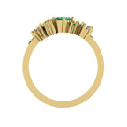 Crystallised Emerald, Diamond & Yellow Sapphire Yellow Gold Ring