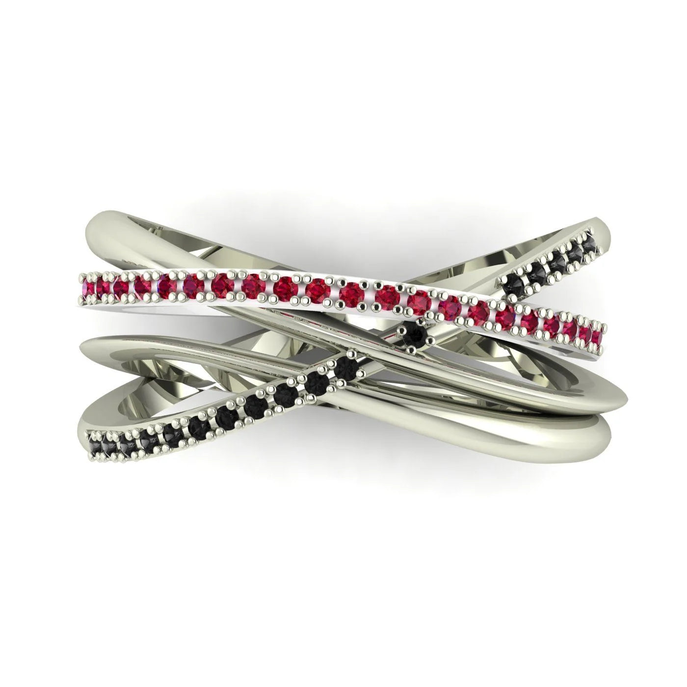 Eternal Infinity Ruby & Black Diamond White Gold Or Platinum Eternity Ring