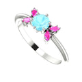 Flutterby: Aquamarine & Pink Sapphire Ring in Platinum & White Gold