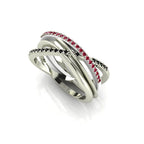 Eternal Infinity Ruby & Black Diamond White Gold Or Platinum Eternity Ring