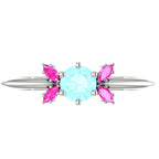 Flutterby: Aquamarine & Pink Sapphire Ring in Platinum & White Gold
