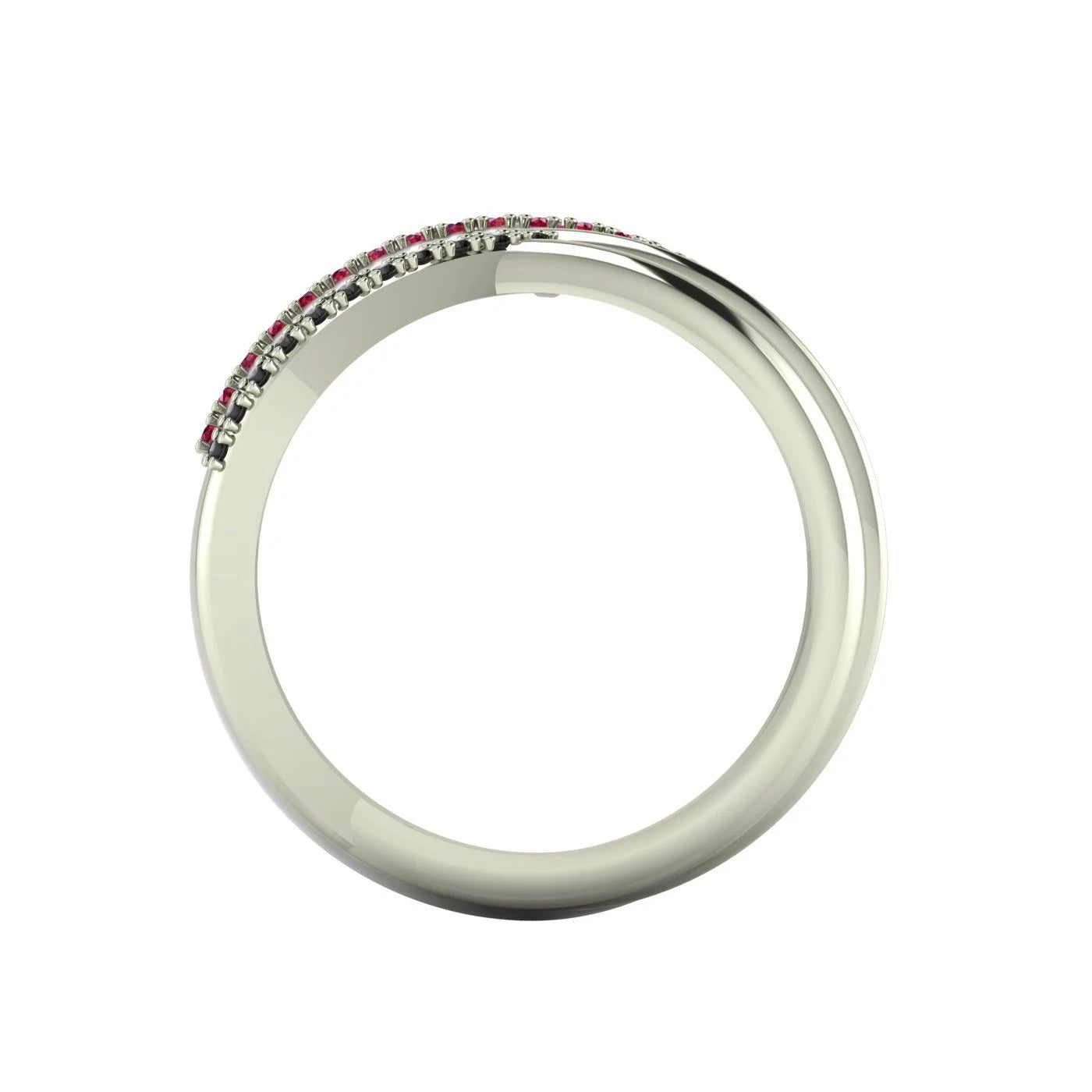 Eternal Infinity Ruby & Black Diamond White Gold Or Platinum Eternity Ring