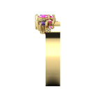 Crystallised Pink Sapphire, Violet Sapphire, Ruby & Diamond Yellow Gold Ring