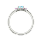 Flutterby: Aquamarine & Pink Sapphire Ring in Platinum & White Gold