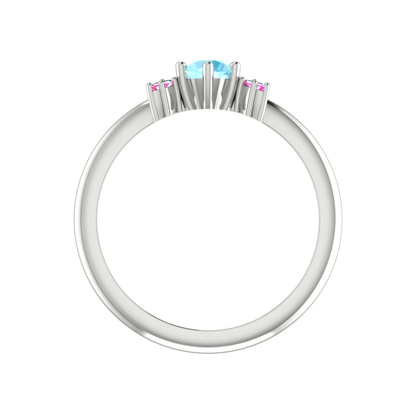 Flutterby: Aquamarine & Pink Sapphire Ring in Platinum & White Gold