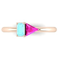 Elektra Toi Et Moi Geometric Aquamarine & Pink Sapphire Rose Gold Ring