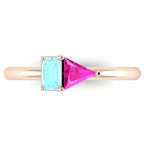 Elektra Toi Et Moi Geometric Aquamarine & Pink Sapphire Rose Gold Ring