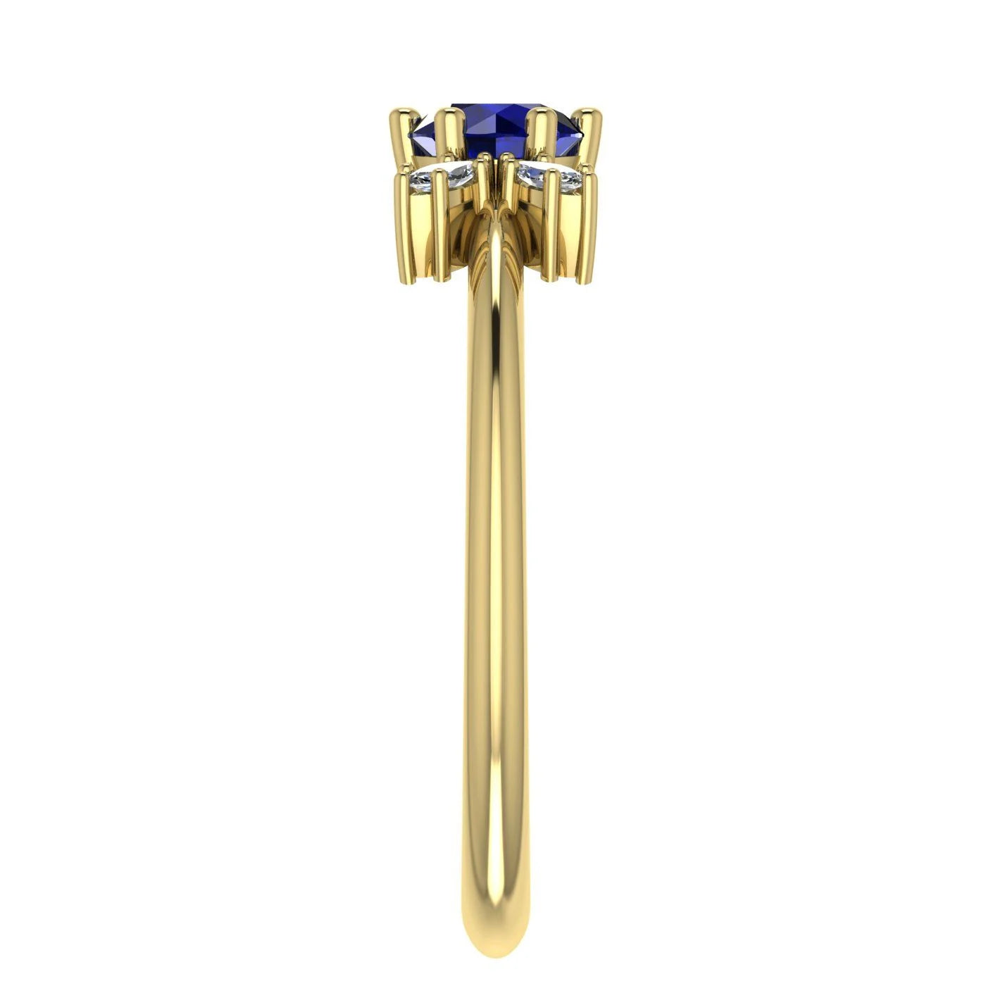 Flutterby: Blue Sapphire & Diamond Ring in Yellow Gold