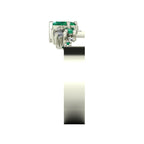 Crystallised Asymmetrical Emerald & Diamond Wide Cluster Ring- White Gold or Platinum