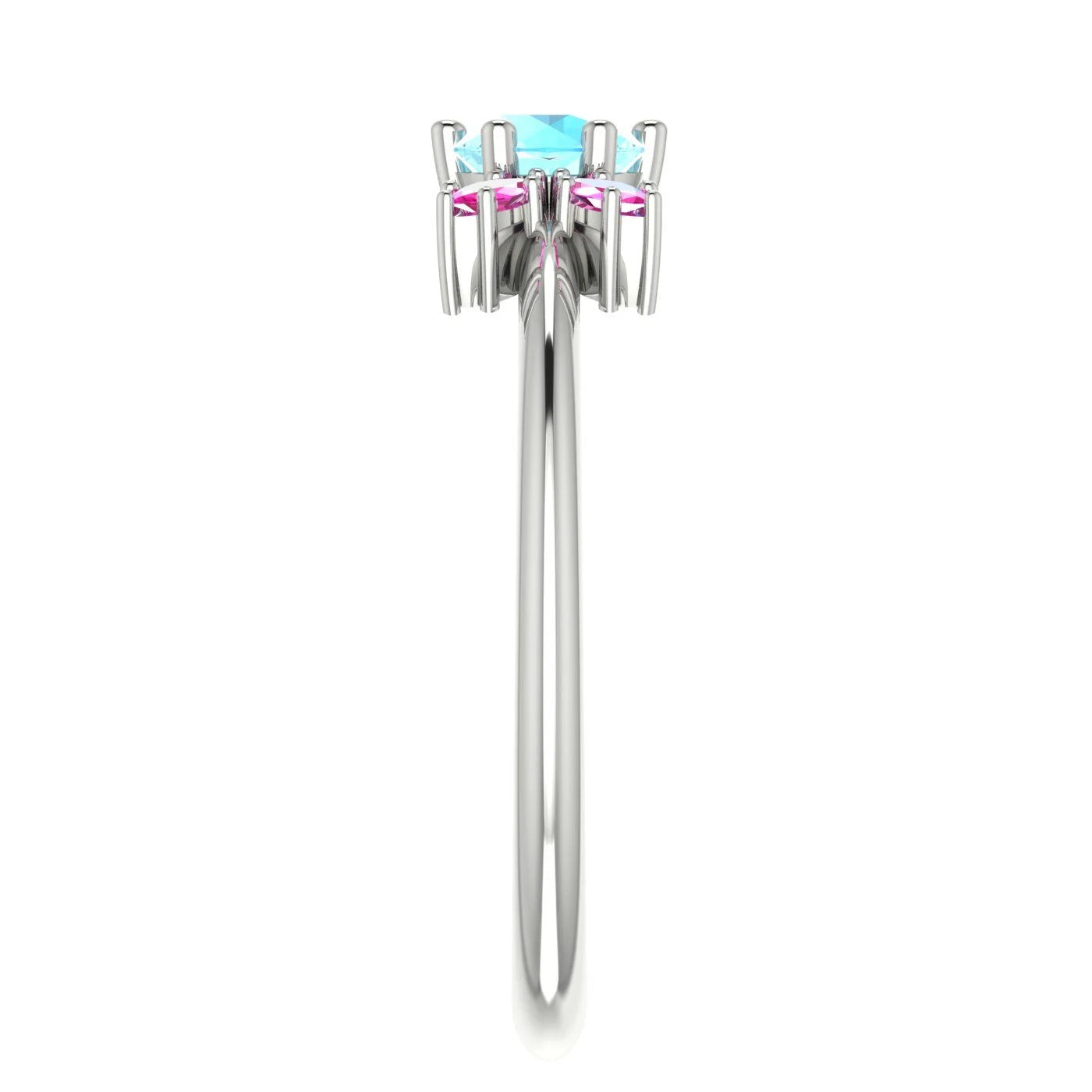 Flutterby: Aquamarine & Pink Sapphire Ring in Platinum & White Gold
