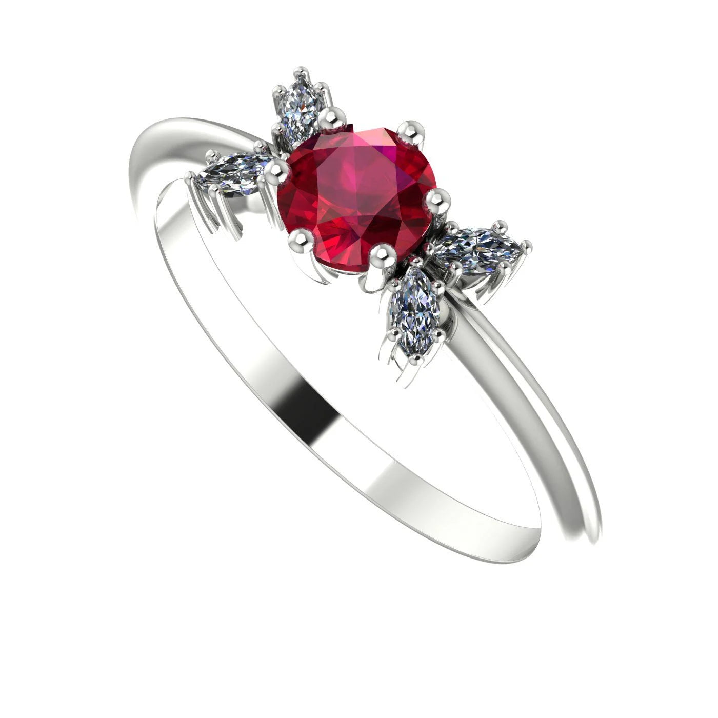 Flutterby: Ruby & Diamond Butterfly Ring in Platinum & White Gold