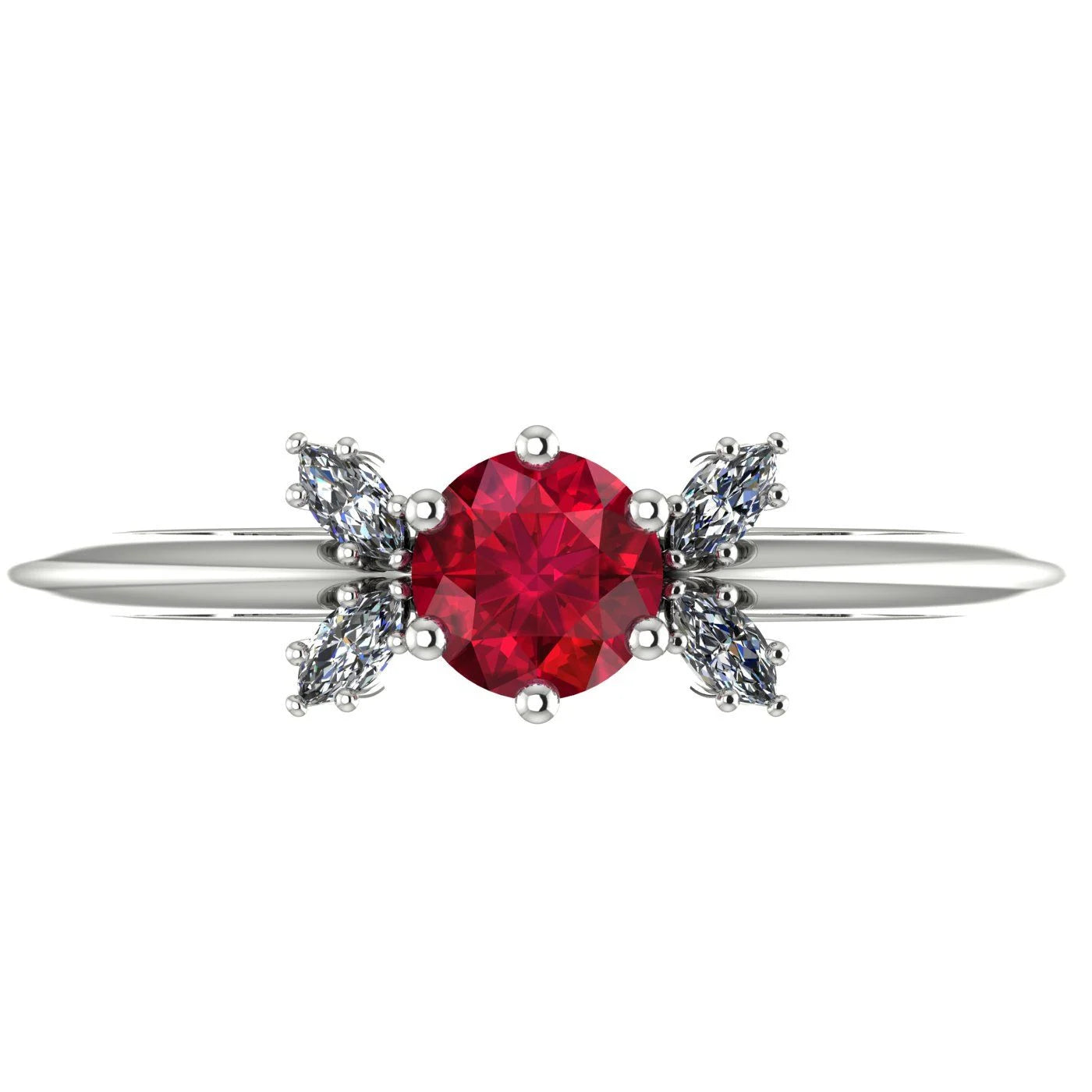 Flutterby: Ruby & Diamond Butterfly Ring in Platinum & White Gold