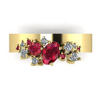 Crystallised Ruby & Diamond Yellow Gold Ring