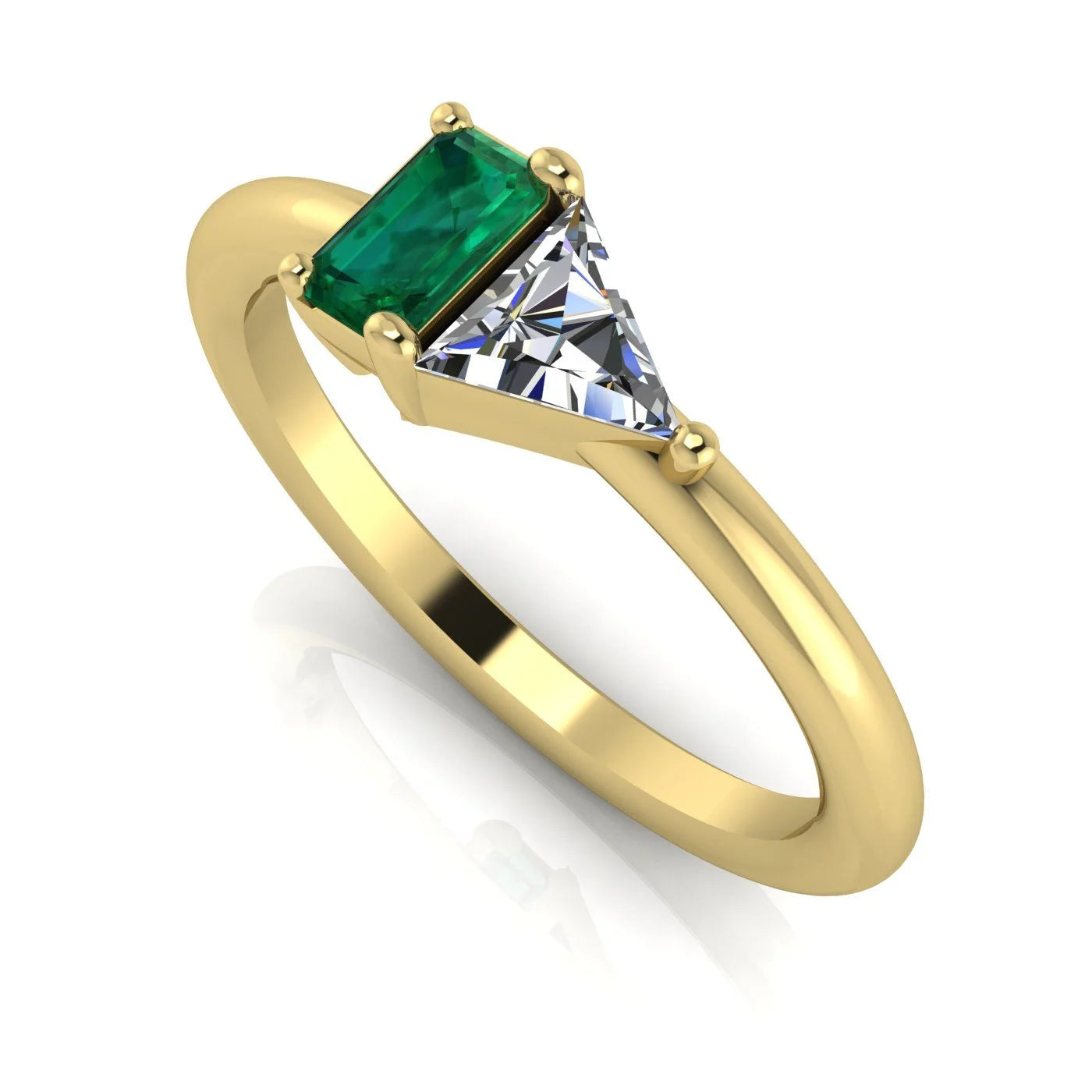 Elektra Toi Et Moi Geometric Emerald, Diamond & Yellow Gold Ring