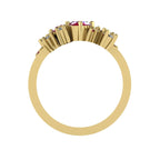 Crystallised Ruby & Diamond Yellow Gold Ring