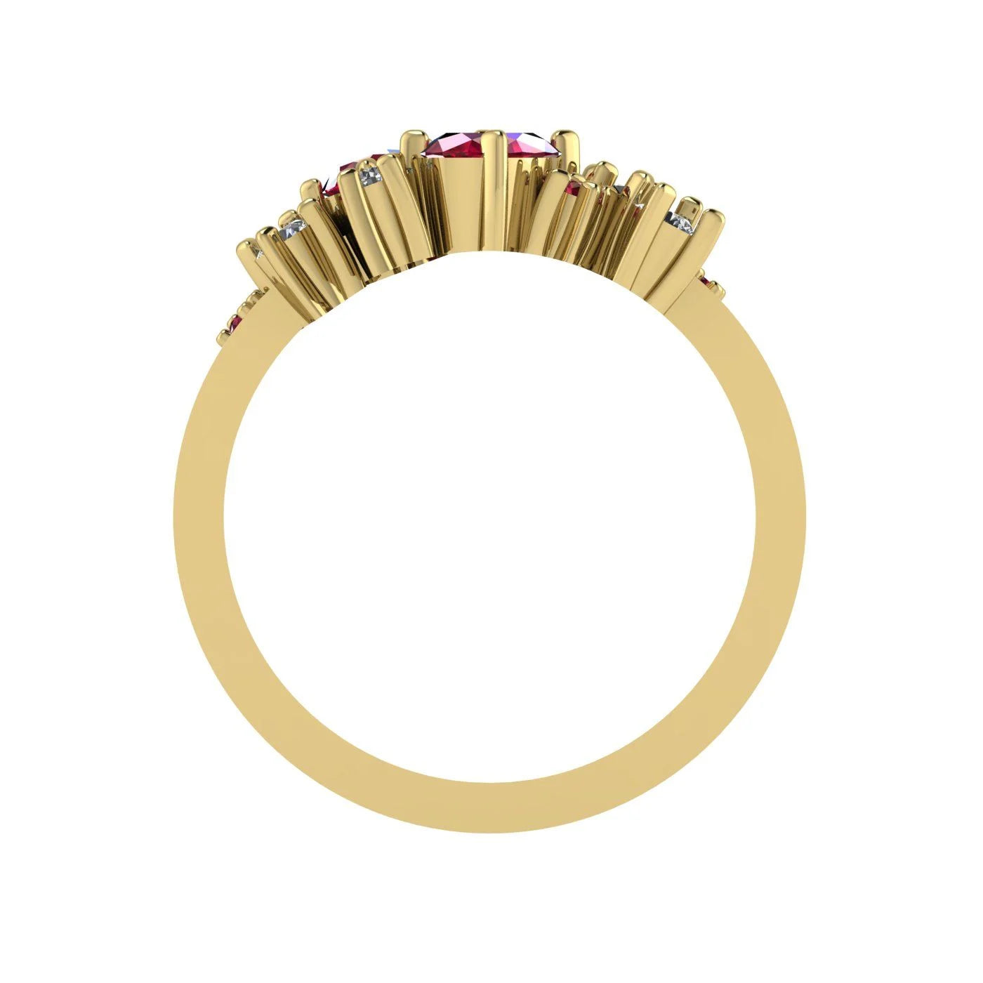 Crystallised Ruby & Diamond Yellow Gold Ring