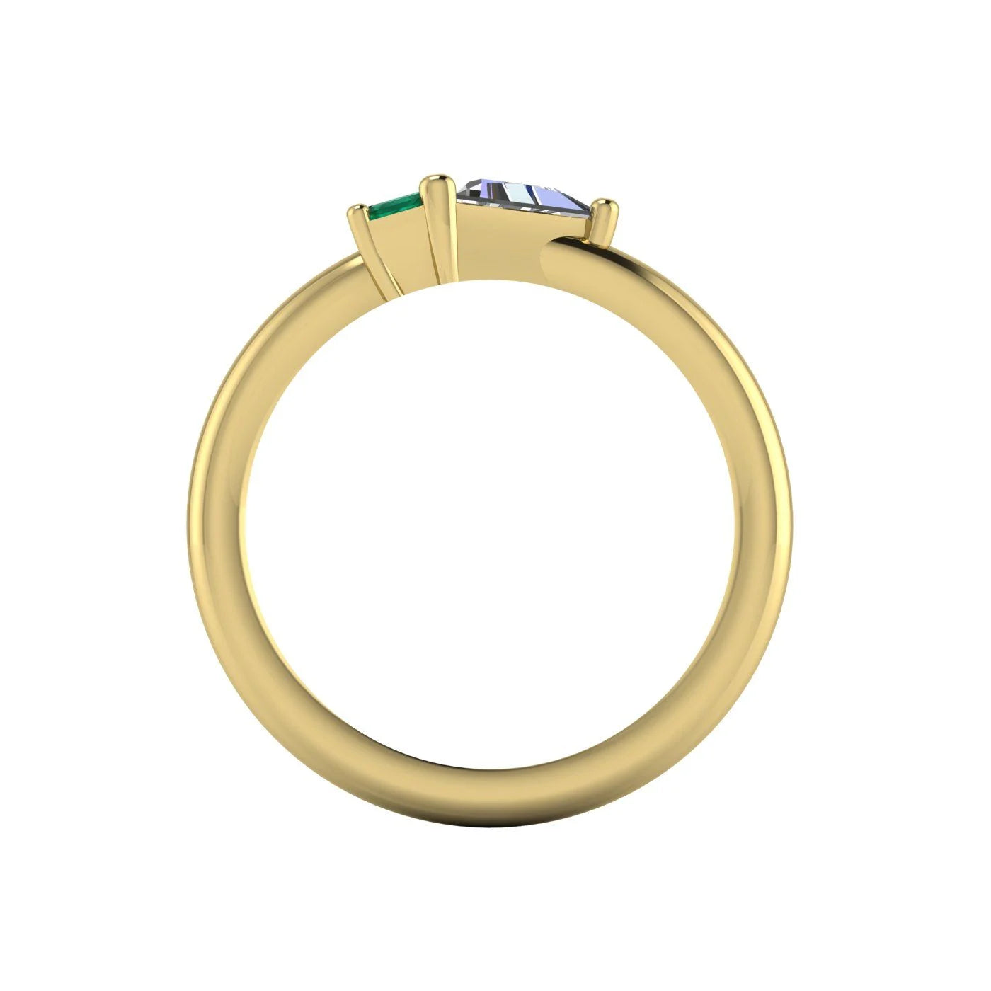 Elektra Toi Et Moi Geometric Emerald, Diamond & Yellow Gold Ring