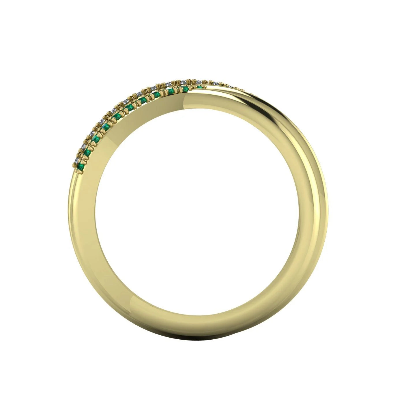 Eternal Infinity Emerald & Diamond Eternity Ring Yellow Gold