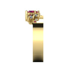 Crystallised Ruby & Diamond Yellow Gold Ring