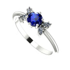 Flutterby: Blue Sapphire & Diamond Ring in Platinum & White Gold
