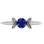 Flutterby: Blue Sapphire & Diamond Ring in Platinum & White Gold