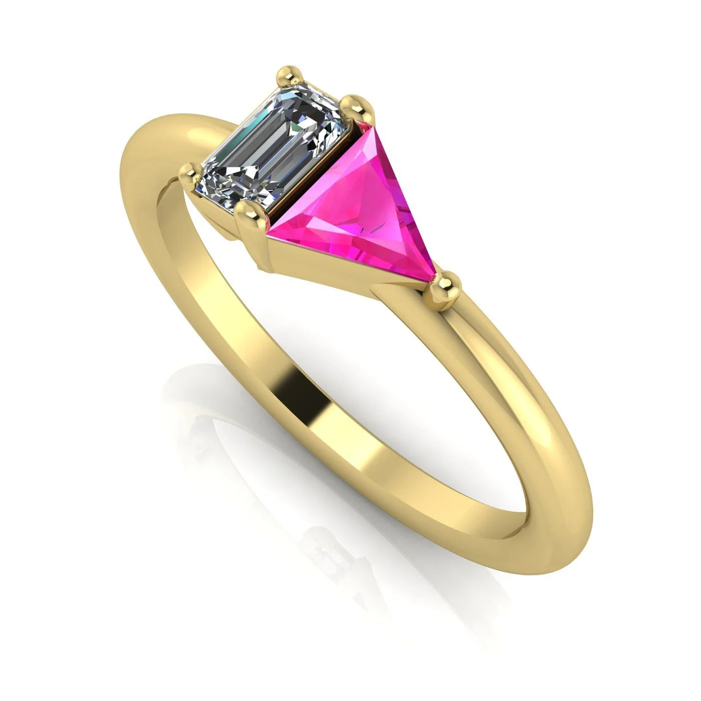 Elektra Toi Et Moi Geometric Pink Sapphire, Diamond & Yellow Gold Ring