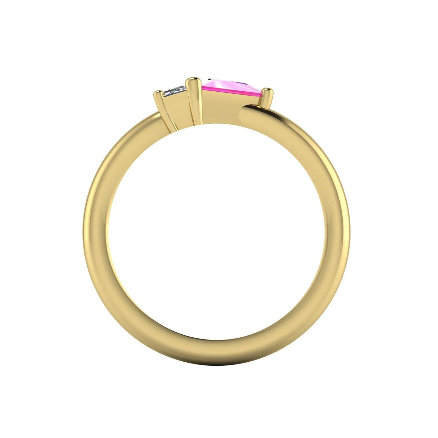 Elektra Toi Et Moi Geometric Pink Sapphire, Diamond & Yellow Gold Ring