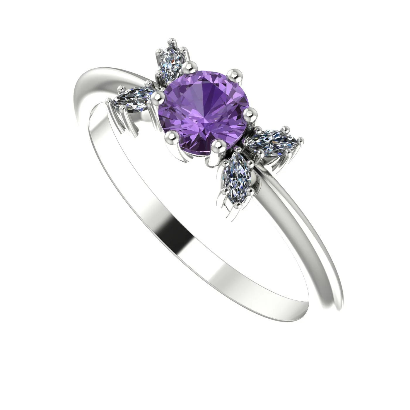 Flutterby: Lavender Sapphire & Diamond Ring in Platinum & White Gold