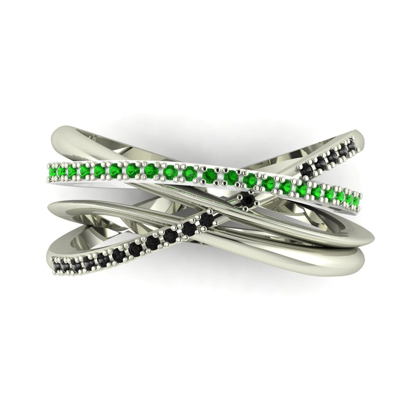 Eternal Infinity Green & Black Eternity Ring White Gold