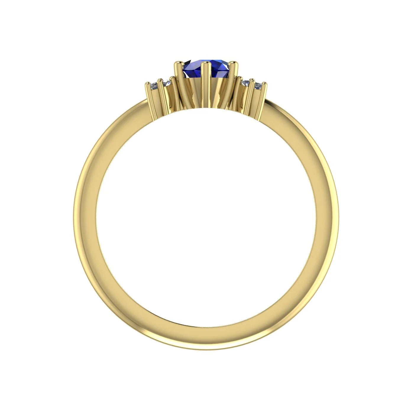 Flutterby: Blue Sapphire & Diamond Ring in Yellow Gold