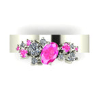 Crystallised Asymmetrical Pink Sapphire & Diamond Ring Cluster Ring- White Gold or Platinum