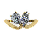 Entwined - Toi Et Moi Pear & Marquise Shaped Diamond Ring - 18 Carat Yellow Gold