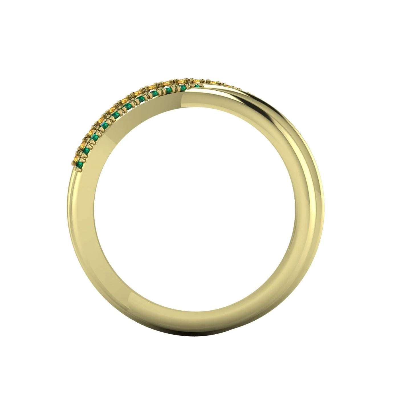 Eternal Infinity Emerald & Yellow Sapphire Eternity Ring Yellow Gold
